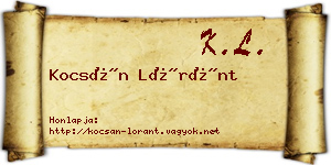 Kocsán Lóránt névjegykártya