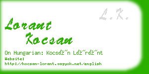 lorant kocsan business card